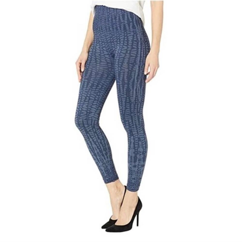 SPANX Leggings Womens Medium Navy Print Look At Me Now Pull On Casual Athleisure